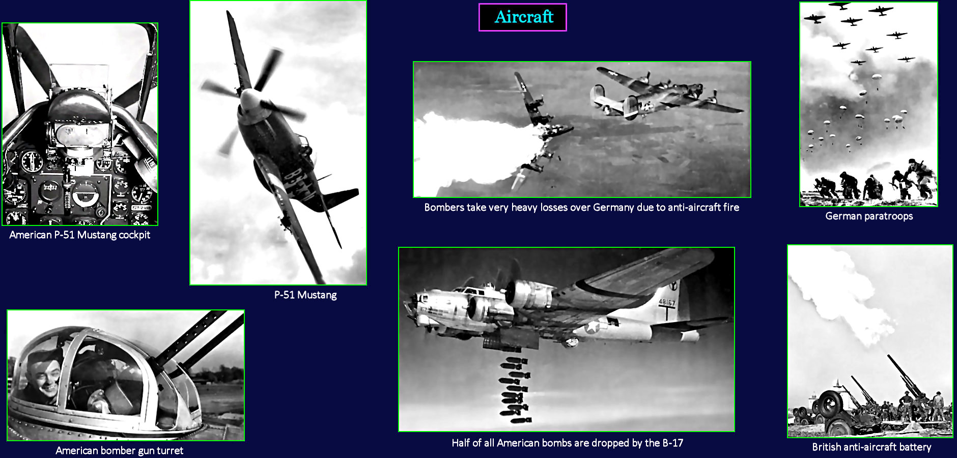 Aircraft fill the sky, 1940s